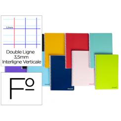 Cuaderno espiral LIDERPAPEL folio smart tapa blanda 80h 60gr rayado montessori 3,5mm con margen colores surtidos