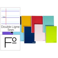 Cuaderno espiral LIDERPAPEL folio smart tapa blanda 80h 60gr rayado montessori 5mm con margen colores surtidos