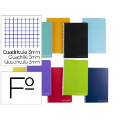 Cuaderno espiral LIDERPAPEL folio witty tapa dura 80h 75gr cuadro 3mm con margen colores surtidos