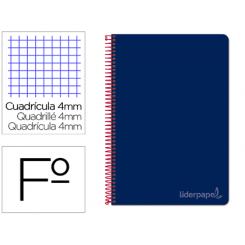 Cuaderno espiral LIDERPAPEL folio witty tapa dura 80h 75gr cuadro 4mm con margen color azul marino