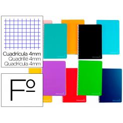 Cuaderno espiral LIDERPAPEL folio witty tapa dura 80h 75gr cuadro 4mm con margen colores surtidos