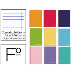 Cuaderno espiral LIDERPAPEL folio witty tapa dura 80h 75gr cuadro 6mm con margen colores surtidos
