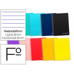 Cuaderno espiral LIDERPAPEL folio witty tapa dura 80h 75gr rayado horizontal 8mm con margen colores surtidos