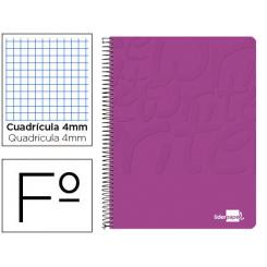 Cuaderno espiral LIDERPAPEL folio write tapa blanda 80h 60gr cuadro 4mm con margen color rosa