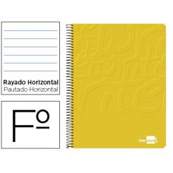 Cuaderno espiral LIDERPAPEL folio write tapa blanda 80h 60gr horizontal con margen color amarillo
