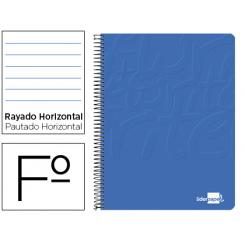 Cuaderno espiral LIDERPAPEL folio write tapa blanda 80h 60gr horizontal con margen color azul