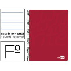 Cuaderno espiral LIDERPAPEL folio write tapa blanda 80h 60gr horizontal con margen color rojo