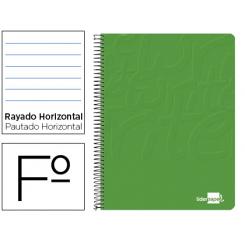 Cuaderno espiral LIDERPAPEL folio write tapa blanda 80h 60gr horizontal con margen color verde