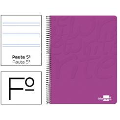 Cuaderno espiral LIDERPAPEL folio write tapa blanda 80h 60gr pauta 2,5 mm con margen color rosa