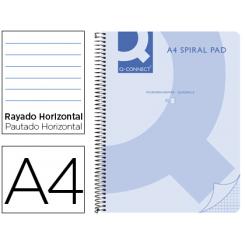 Cuaderno espiral Q-CONNECT A4 micro tapa plastico 80h 70g horizontal sin bandas 4 taladros azul