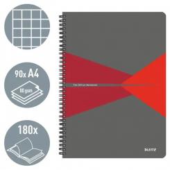 Cuaderno espiral wiro Leitz Office.Tapas de cartón. 90 hojas cuadrícula 5, DIN A4, rojo (90 hojas, 80g/m2 FSC Ecol Label)