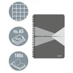 Cuaderno espiral wiro Leitz Office.Tapas de cartón. 90 hojas cuadrícula 5, DIN A5, surtidos (90 hojas, 80g/m2 FSC Ecol Label)