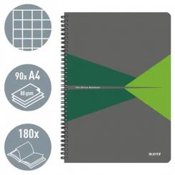 Cuaderno espiral wiro Leitz Office.Tapas de PP. 90 hojas cuadrícula 5, DIN A4, verde (90 hojas, 80g/m2 FSC Ecol Label)