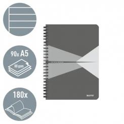 Cuaderno espiral wiro Leitz Office.Tapas de PP. 90 hojas rayado horizontal, DIN A5, surtidos (90 hojas, 80g/m2 FSC Ecol Label)