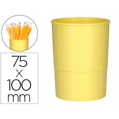 Cubilete portalapices Q-CONNECT amarillo pastel opaco plastico diametro 75 mm alto 100 mm
