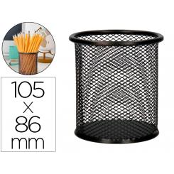 Cubilete portalapices Q-CONNECT negro metal redondo rejilla diametro 86 mm alto 105 mm