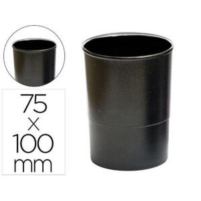 cubilete-portalapices-q-connect-plastico-negro-opaco-diametro-75-mm-altura-100-mm