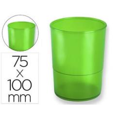 Cubilete portalapices Q-CONNECT verde translucido plastico diametro 75 mm alto 100 mm