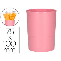 Cubilete portalapices Q-CONNECT rosa pastel opaco plastico diametro 75 mm alto 100 mm