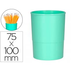 Cubilete portalapices Q-CONNECT verde menta pastel opaco plastico diametro 75 mm alto 100 mm