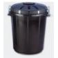 Cubo Basura Plastico Redondo con tapa 70 Litros Negro