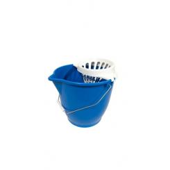Cubo Fregona de plástico azul de 14 L con escurridor blanco especial para fregona de microfibra