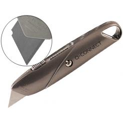 Cuter Q-CONNECT metalico ancho retractil con mecanismo de bloqueo cuchilla 18 mm xd-53 blister 1 unidad