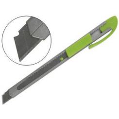 Cuter Q-CONNECT metalico estrecho cuchilla 9 mm con clip blister 1 unidad