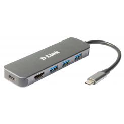 D-Link DUB-2333 Alámbrico USB Tipo C Gris