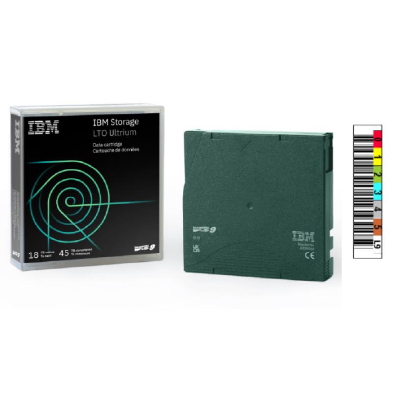 DC IBM Ultrium LTO-9 (BaFe) etiquetado 18TB/45TB secuencia a medida