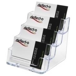 Deflect-O Portatarjetas Sobremesa Deflect-O 4 Compartimentos Horizontal Cristal
