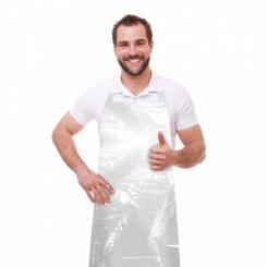 Delantal de polietileno color blanco, caja 100 uds