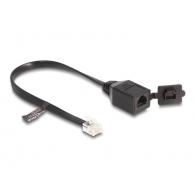 DeLOCK Cable RJ12 macho a RJ12 hembra con tapa protectora 20 cm negro