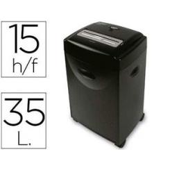 Destructora de documentos Q-CONNECT kf15553 capacidad de corte 15 h destruye grapas clips CD y tarjetas 35 litros
