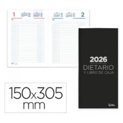 Dietario LIDERPAPEL 2026 Dos Tercios 150X305 mm D/P color Negro Papel 70 gr FSC