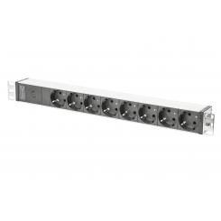 Digitus Regleta de enchufes con perfil de aluminio y fusible, 8 tomas de corriente, conector IEC C14 con cable de 2 m