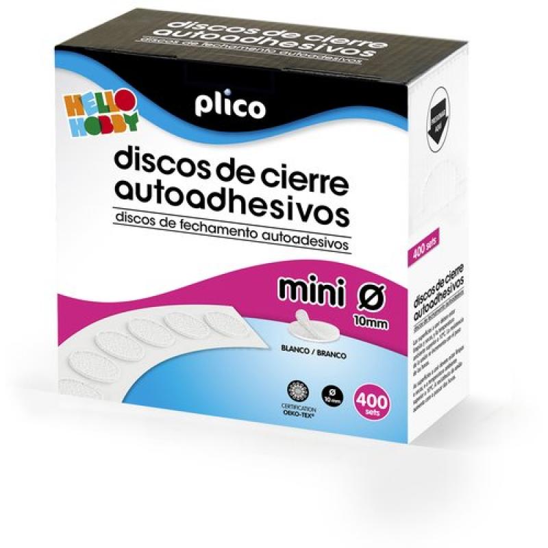 Discos Cierre Adhesivo Mini Plico 10 mm Ø 400 unidades Blanco