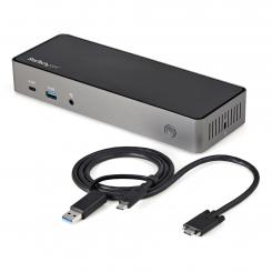 StarTech.com Docking Station USB-C y USB-A 10Gb - Replicador de Puertos Híbrido Universal para 3 Monitores DisplayPort y HDMI 4K de 60Hz - PD 85W - Hub Ladrón USB de 6 Puertos - Audio - Red Gigabit