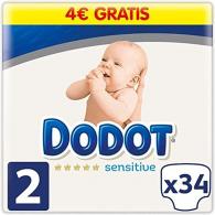 Dodot Pañales Protection Plus Sensitive, Talla 2, para Bebes de 4-8 kg - 34 Pañales