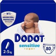 Dodot Sensitive Pañales Talla 1, 80 Pañales, 2-5kg