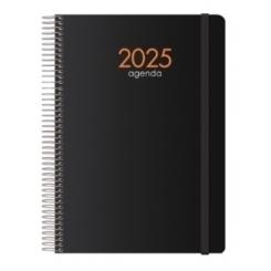 DOHE Agenda Anual 2025 Syncro Espiral Tapa PP con goma 150x210 D/P Negro