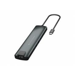 Conceptronic DONN06G base para portátil y replicador de puertos USB 3.2 Gen 1 (3.1 Gen 1) Type-C Negro, Plata