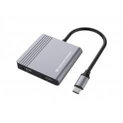 Conceptronic DONN13G base para portátil y replicador de puertos Alámbrico USB 3.2 Gen 1 (3.1 Gen 1) Type-C Gris