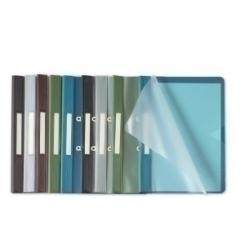 Dosier Fastener Pardo Pvc Fº C/Tarjet. Azul