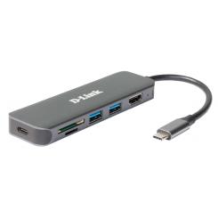 D-Link DUB-2327 base para portátil y replicador de puertos Alámbrico USB Tipo C Gris