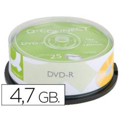 DVD-r Q-CONNECT con superficie 100% imprimible para inkjet capacidad 4,7gb duracion 120mivelocidad 16x bote de 25 unid