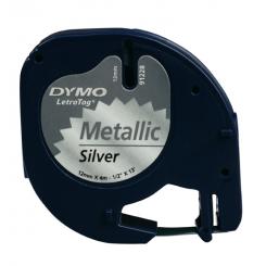 DYMO Cinta metalizada 12mmx4mt -Negro/plata para Letratag
