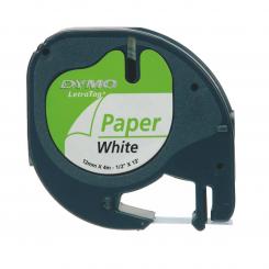 DYMO Cinta papel 12mmx4mt -Negro/Blanco para Letratag
