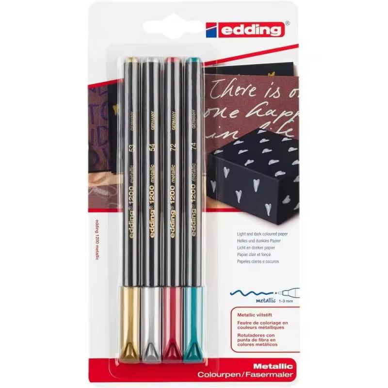 Edding 1200 Blister con 4 rotuladores edding 1200 oro/plata/rojo/verde metálicos.