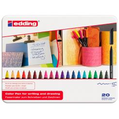 Edding 1200 Caja de metal con 20 rotuladores colores surtidos